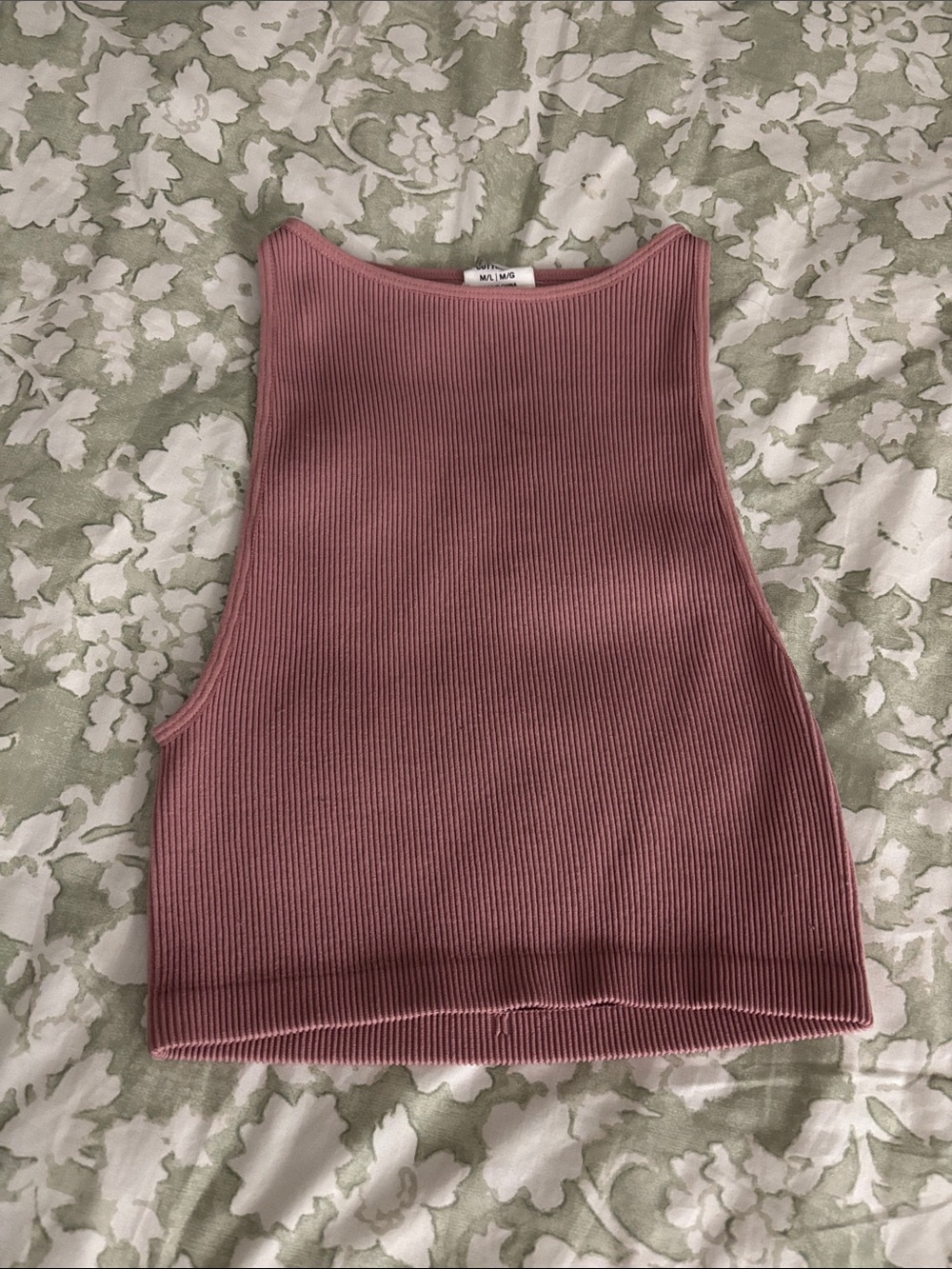Cotton On Ribbed High-Neck Tank Top - Mauve Pink